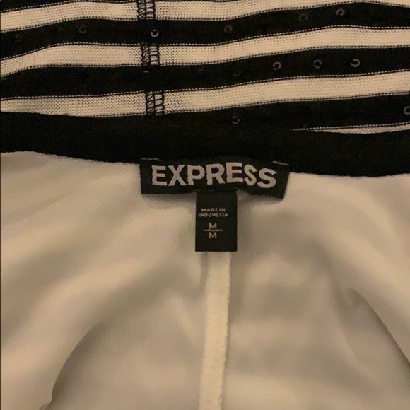 Express - Navy 3/4 Sleeve Striped Fitted Dress (M) - Picture 4 of 4